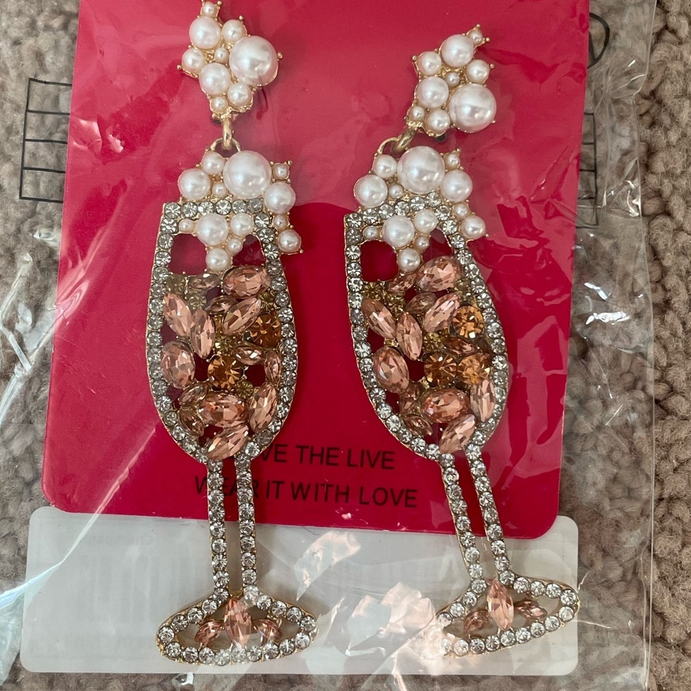 Champagne Dangle Earrings NEW New Years Eve Earrings Women’s
